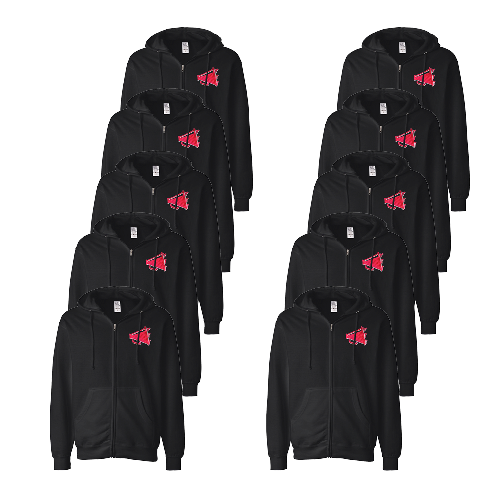 10 Custom Embroidered Full-Zip Hoods